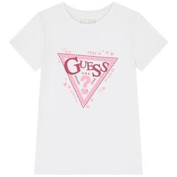 Girls White Glittery Logo T-Shirt