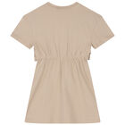 Girls Beige Logo Dress, 1, hi-res