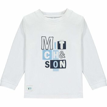 Boys White Logo Long Sleeve Top