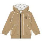 Younger Boys Beige Logo Tracksuit, 1, hi-res