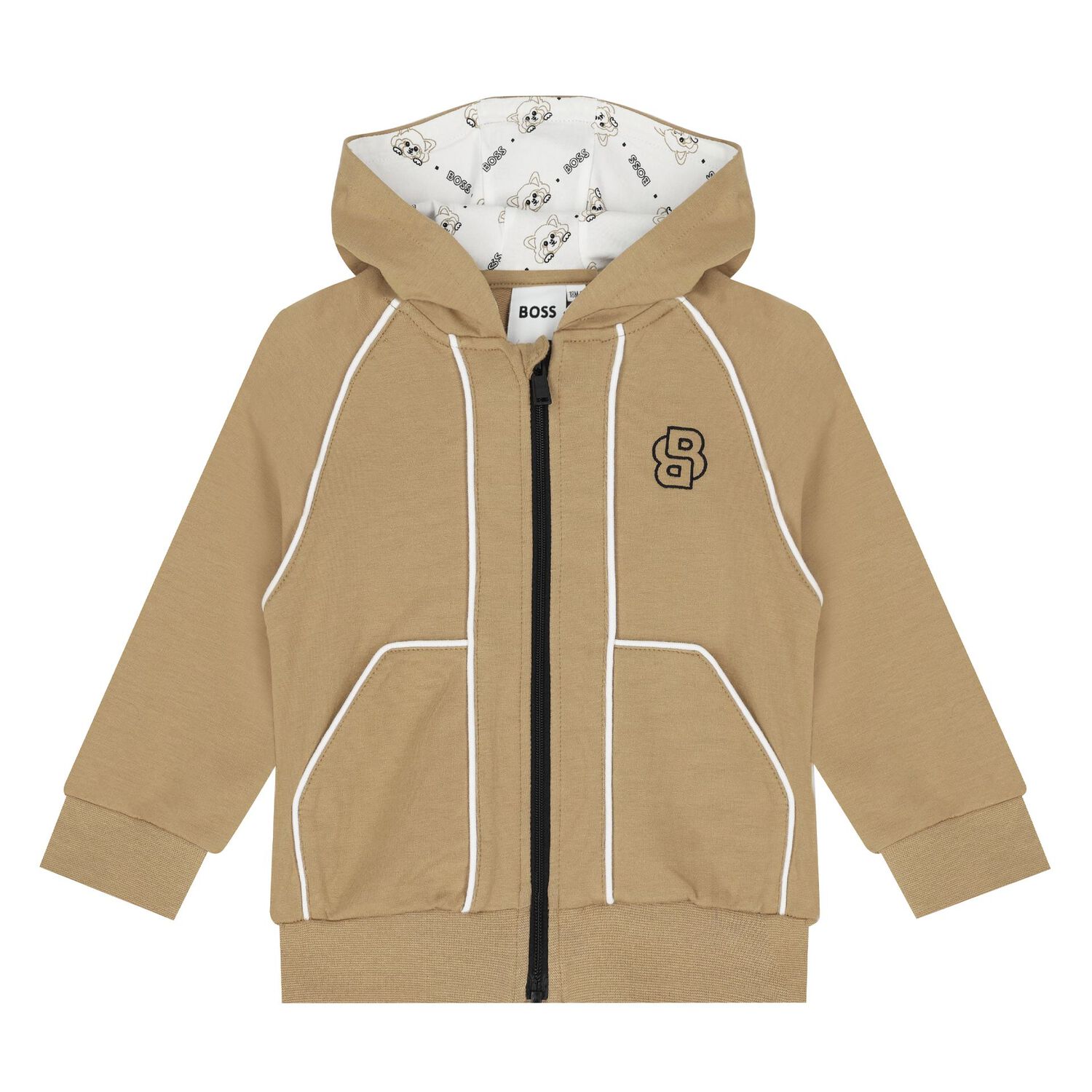Younger Boys Beige Logo Tracksuit, 1, hi-res image number null