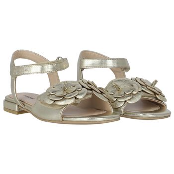 Girls Gold Floral Sandals