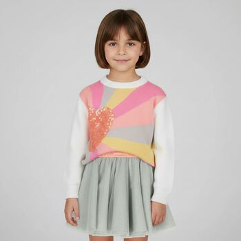 Girls Multi-Coloured Heart Knitted Sweatshirt