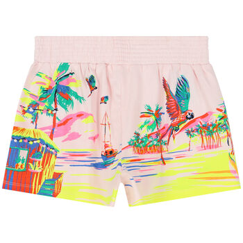 Girls Pink Cotton ShortsÂ 