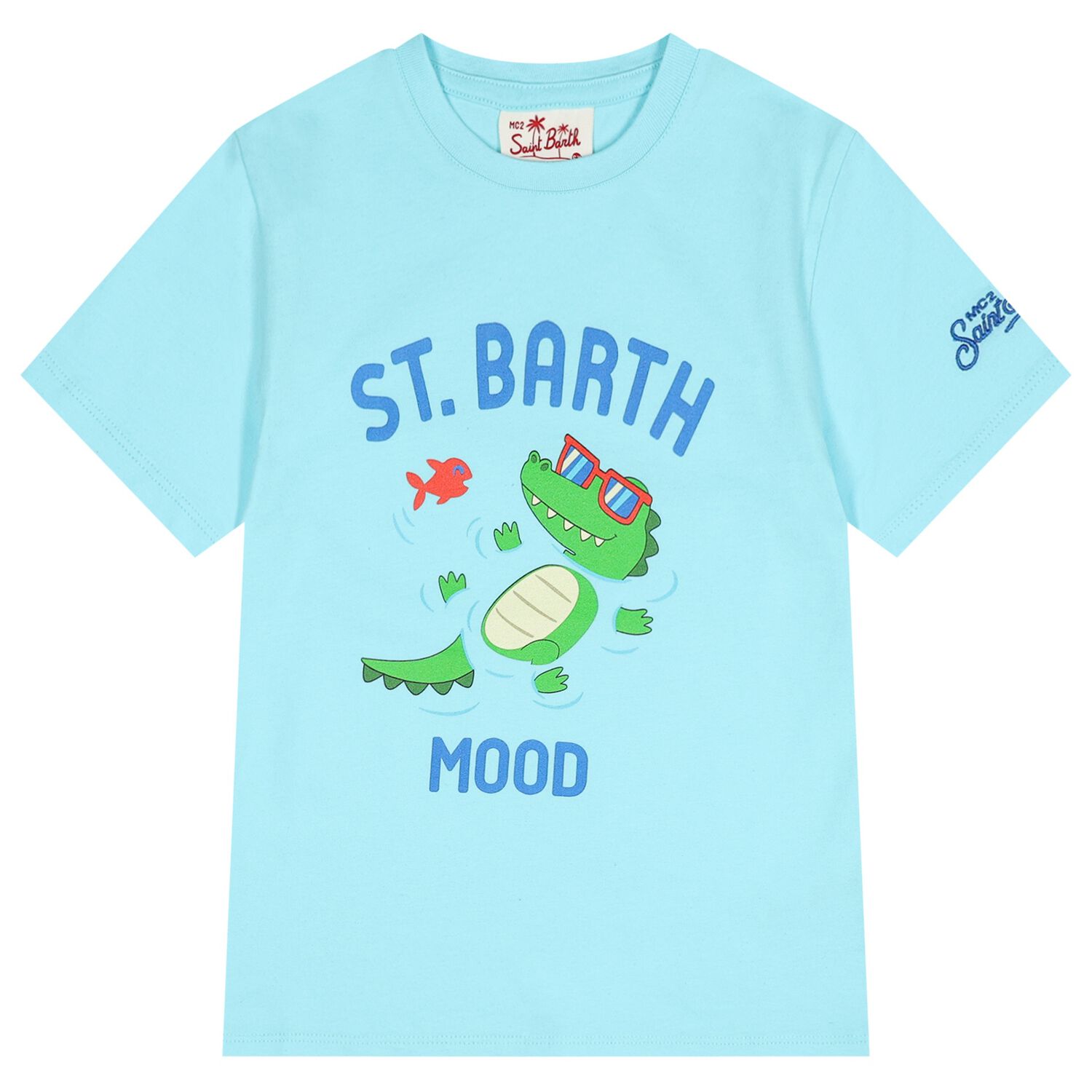 Boys Blue Crocodile Logo T-Shirt, 1, hi-res