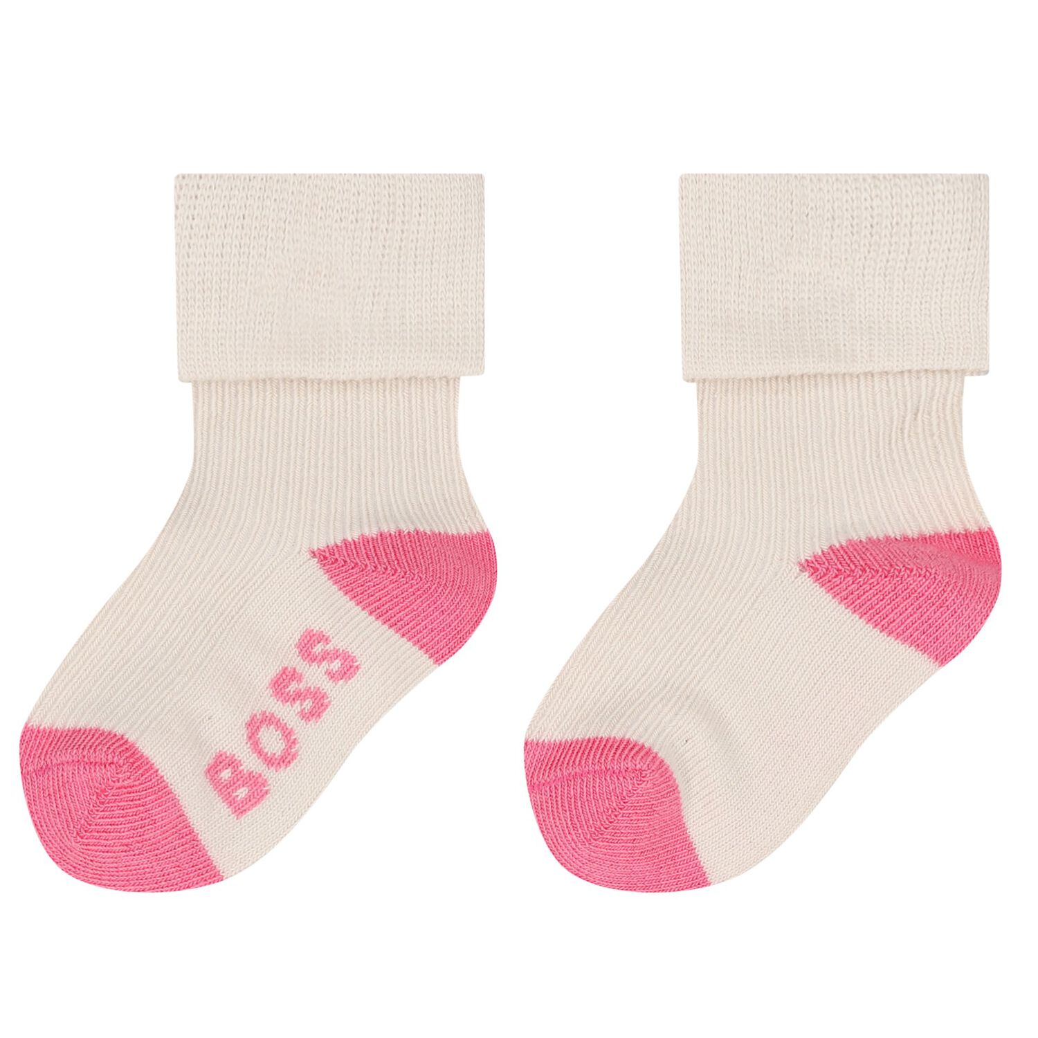 Baby Girls Pink & Beige Logo Socks ( 3-Pack ) , 1, hi-res