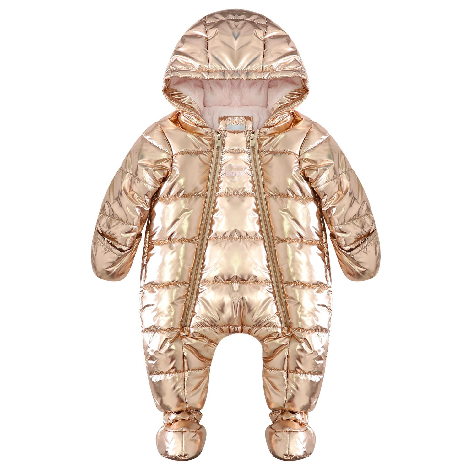 Baby Girls Rose Gold Logo Snowsuit, 1, hi-res image number null