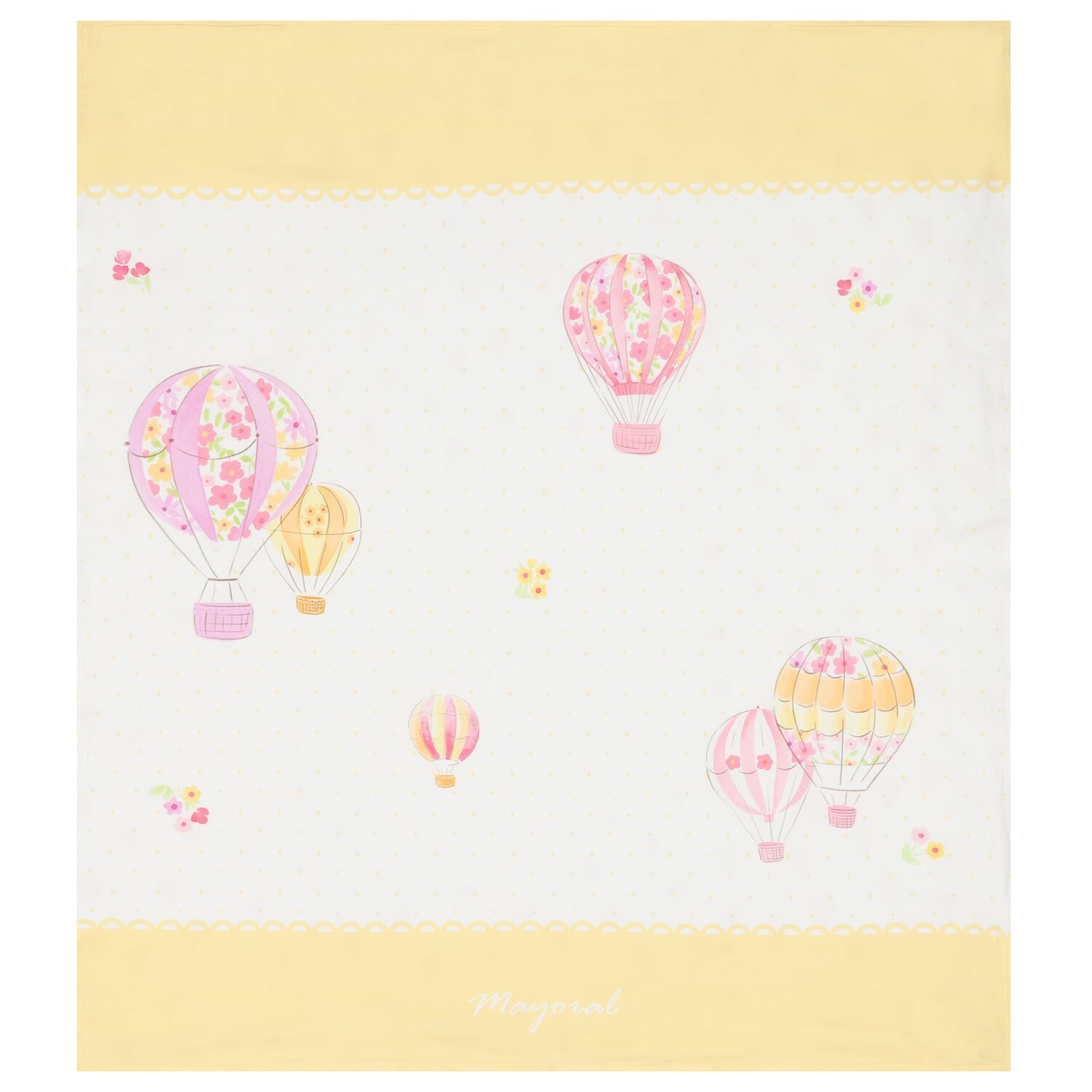 Baby Girls White & Yellow Hot Air Balloon Blanket, 1, hi-res