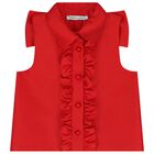 طقم تنورة بنات باللون الأحمر والأبيض, 1, hi-res