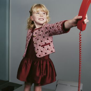Girls Burgundy Satin Dress
