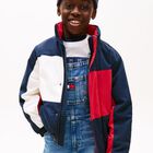 Boys Navy Blue, White & Red Logo Puffer Jacket, 1, hi-res
