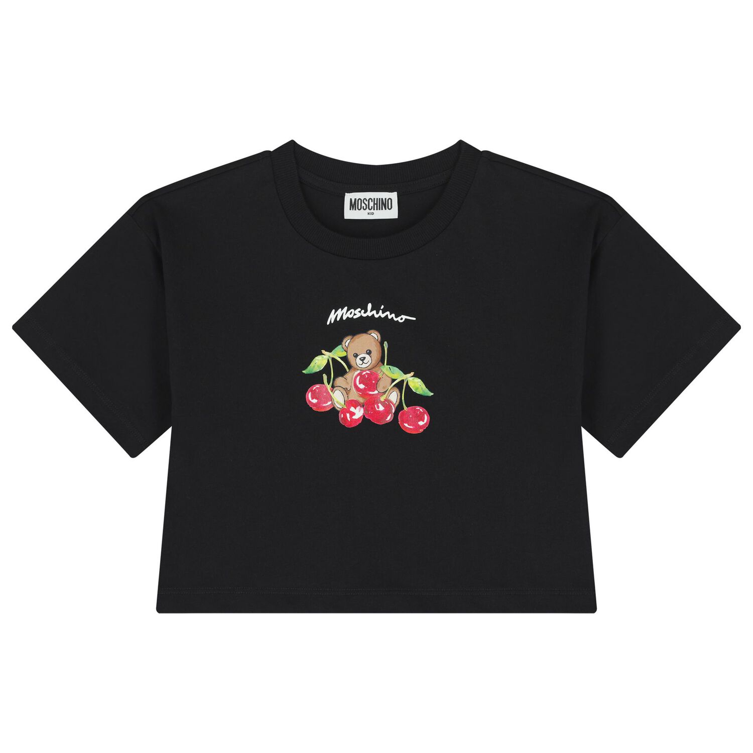 طقم شورت للبنات بالشعار بتصميم الدب تيدي باللون الاسود, 1, hi-res