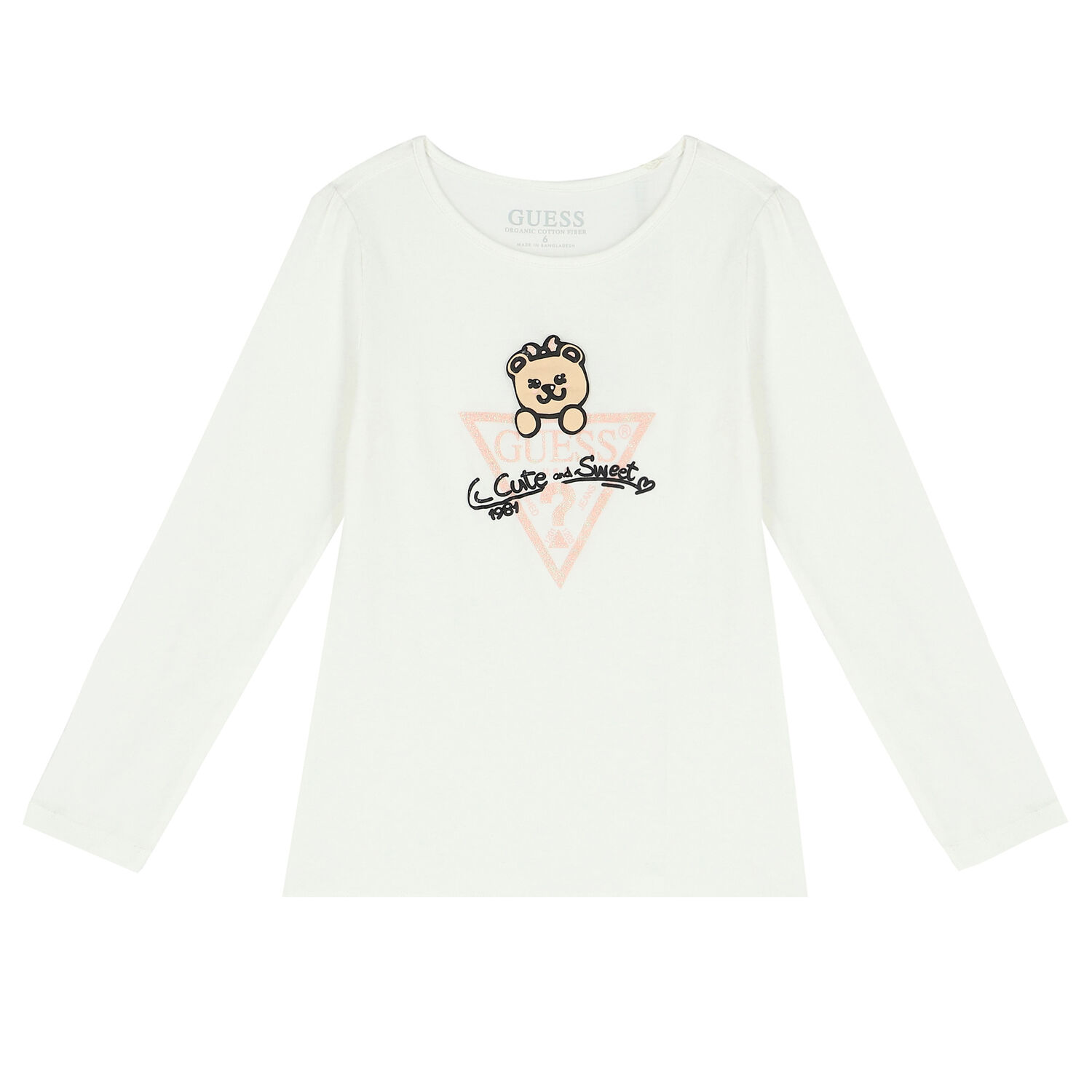 Girls Ivory Logo Long Sleeve Top, 2, hi-res