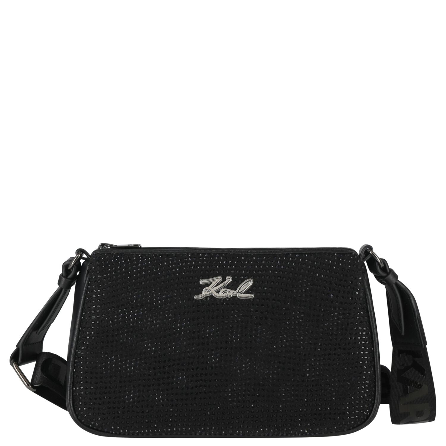 Girls Black Embellished Logo Handbag, 1, hi-res