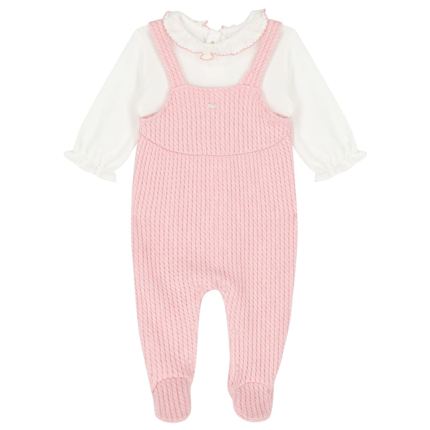 طقم أفرول  بنات هدايا بالشعار باللون  الأبيض و الوردي, 1, hi-res