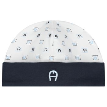 قبعة اولاد باللون الابيض و الازرق الداكن للأطفال