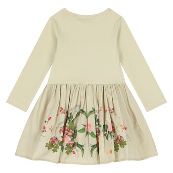Younger Girls Beige Floral Dress