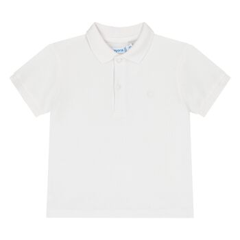 Younger Boys White Logo Polo Shirt