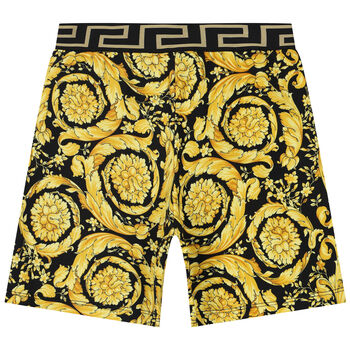 Boys Black & Gold Barocco Shorts