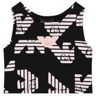 Girls Black & Pink Logo Crop Top, 1, hi-res