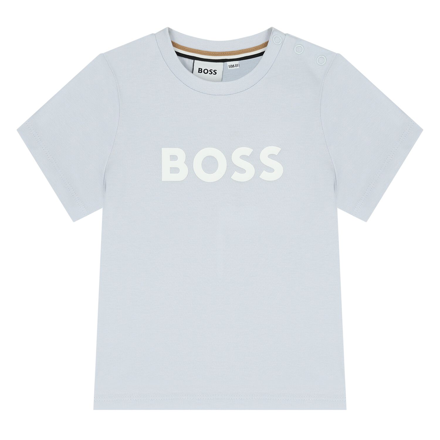 تيشيرت باللون أزرق بشعار للأولاد , 8, hi-res