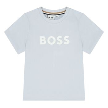 تيشيرت باللون أزرق بشعار للأولاد 