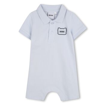 Baby Boys Blue Logo Romper