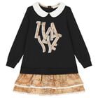 فستان بناتي بطبعة خريطة جغرافية باللونين الأسود والبيج, 2, hi-res