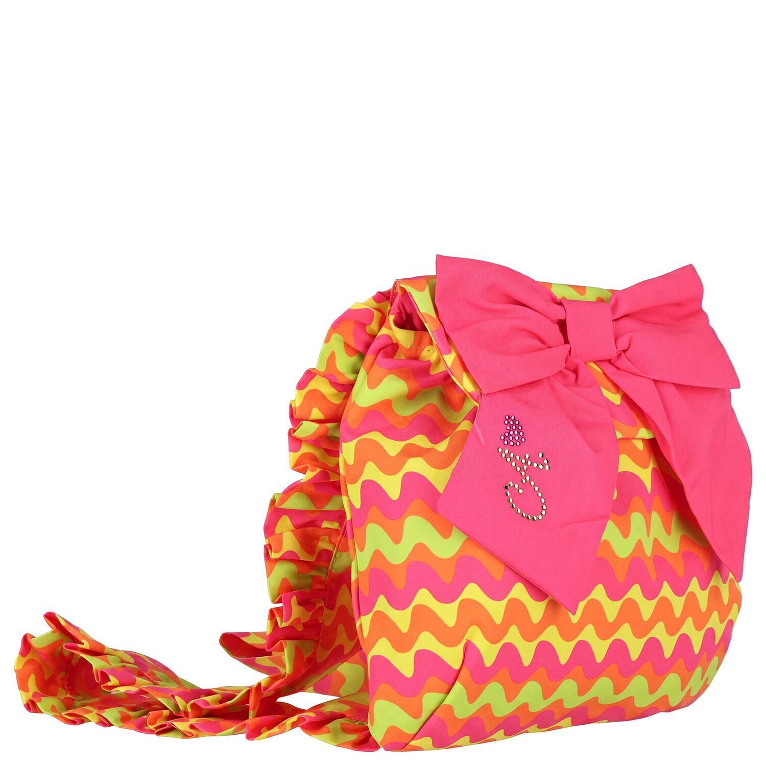 Girls Pink, Orange & Yellow Ruffle Backpack, 1, hi-res
