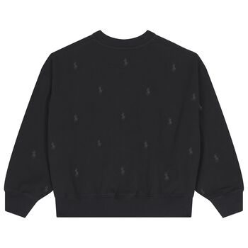 سويت شيرت بنات بالشعار باللون الأسود