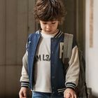 Boys Navy Blue Varsity Jacket, 2, hi-res