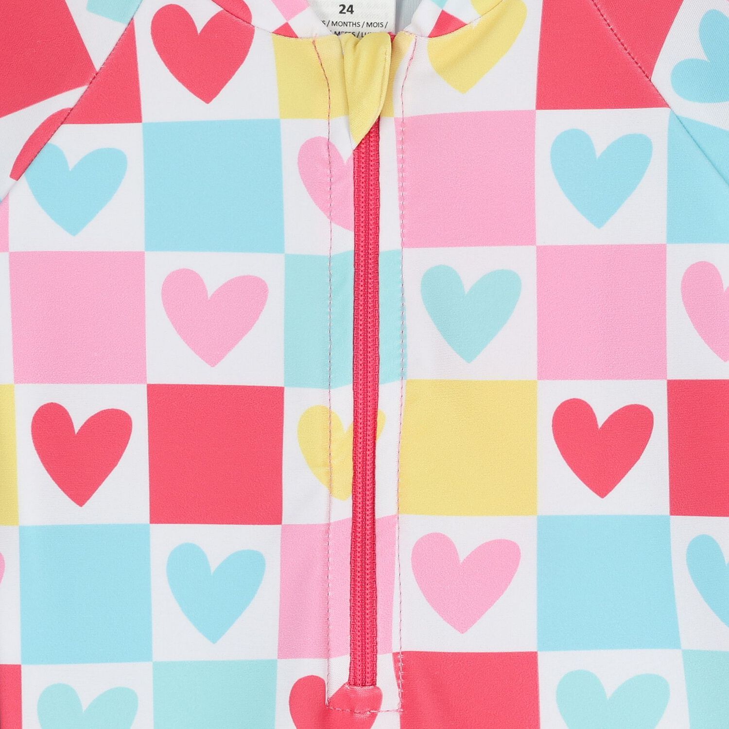 Younger Girls Multi-Coloured Heart Swimsuit, 1, hi-res