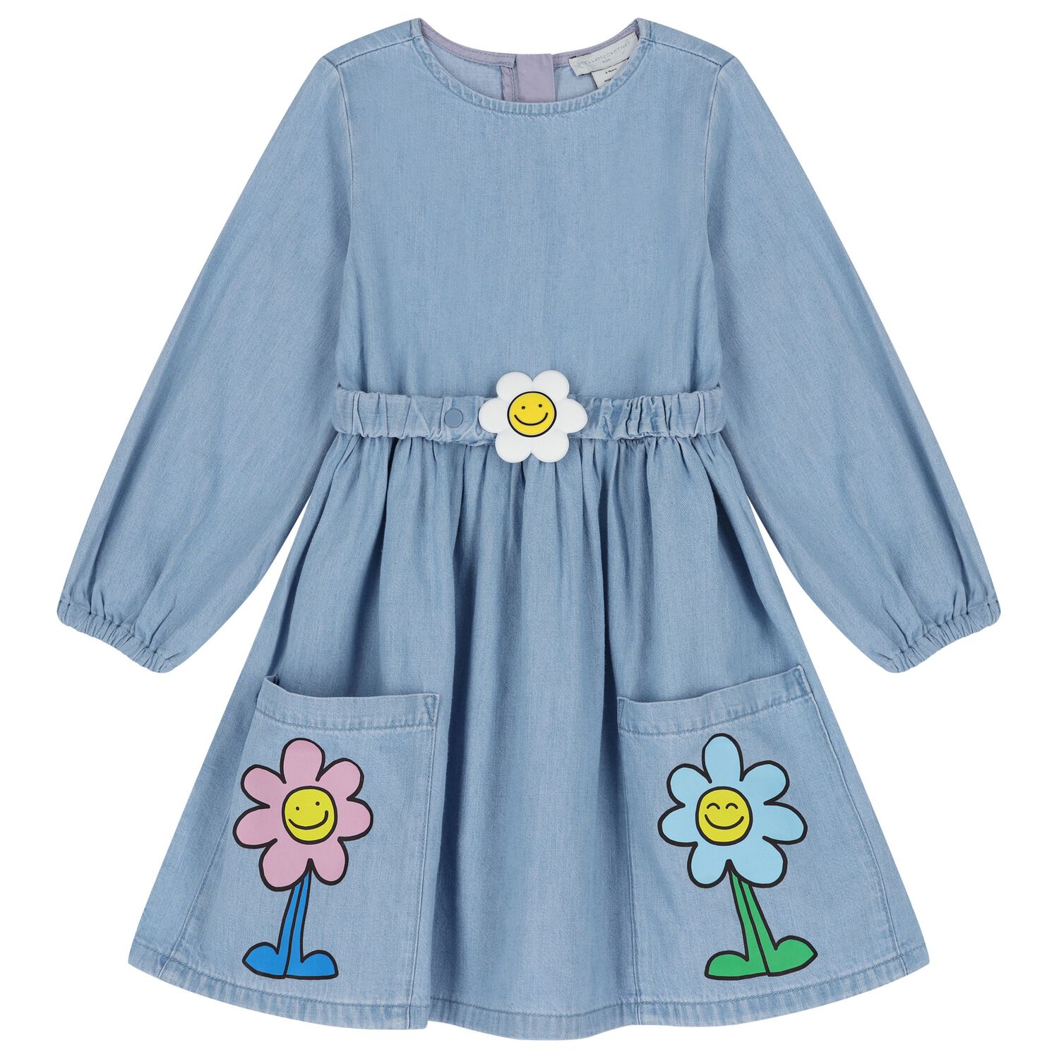 Girls Blue Flower Dress, 1, hi-res