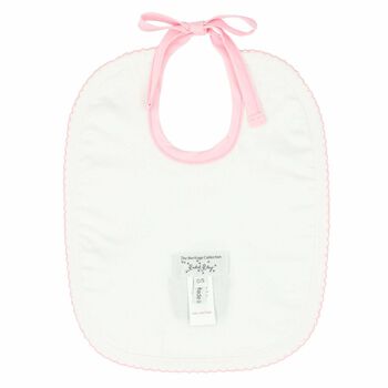 Baby White & Pink Embroidered Bib