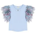 Girls Blue Floral Tulle Top, 1, hi-res
