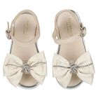 Girls Ivory Embellished Bow Sandals, 1, hi-res