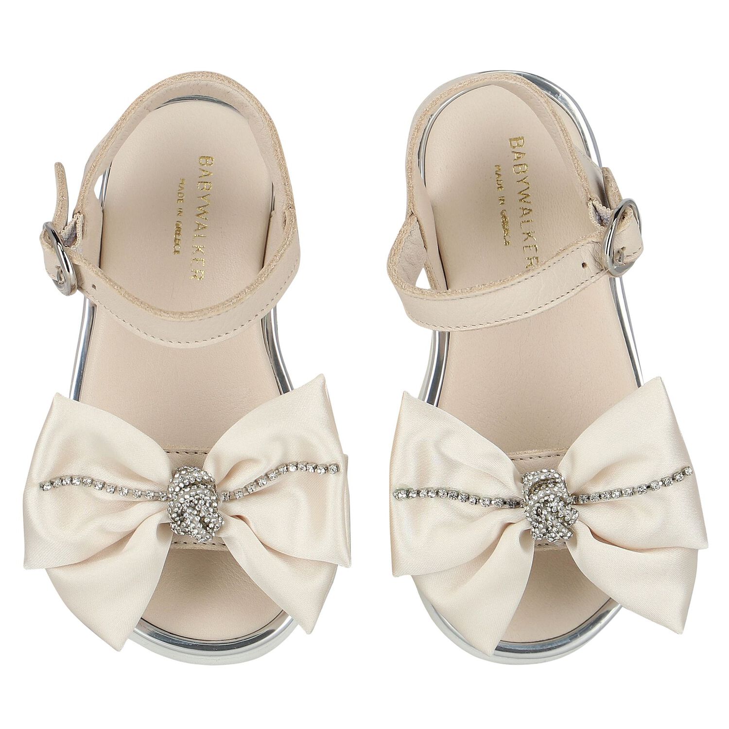 Girls Ivory Embellished Bow Sandals, 1, hi-res image number null