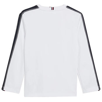 Boys White Logo Long Sleeve Top