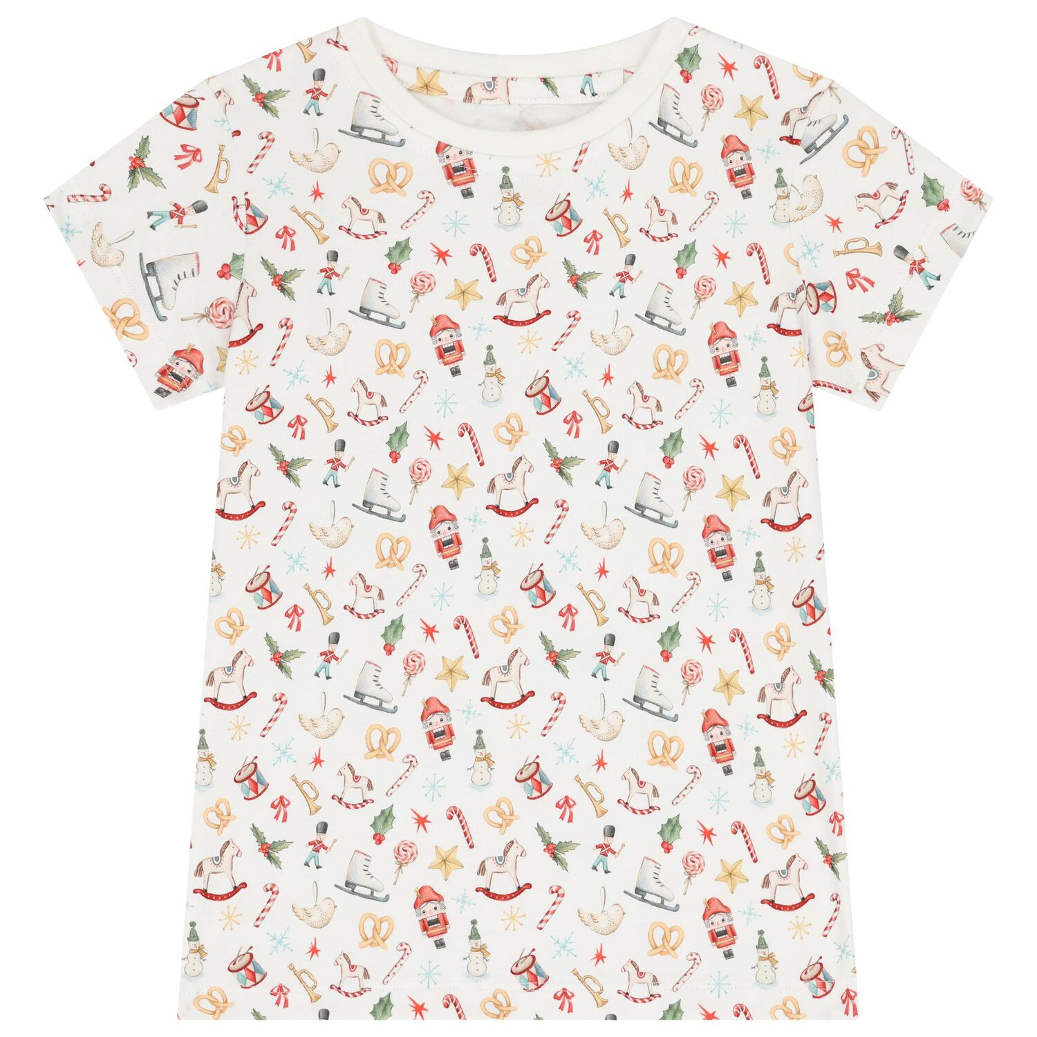 بيجامة بشعار احتفالي باللون الأبيض , 1, hi-res image number null