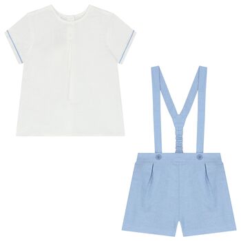 طقم دنغرى أولاد باللون الأبيض والأزرق