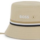 Baby Boys Beige Logo Bucket Hat, 1, hi-res