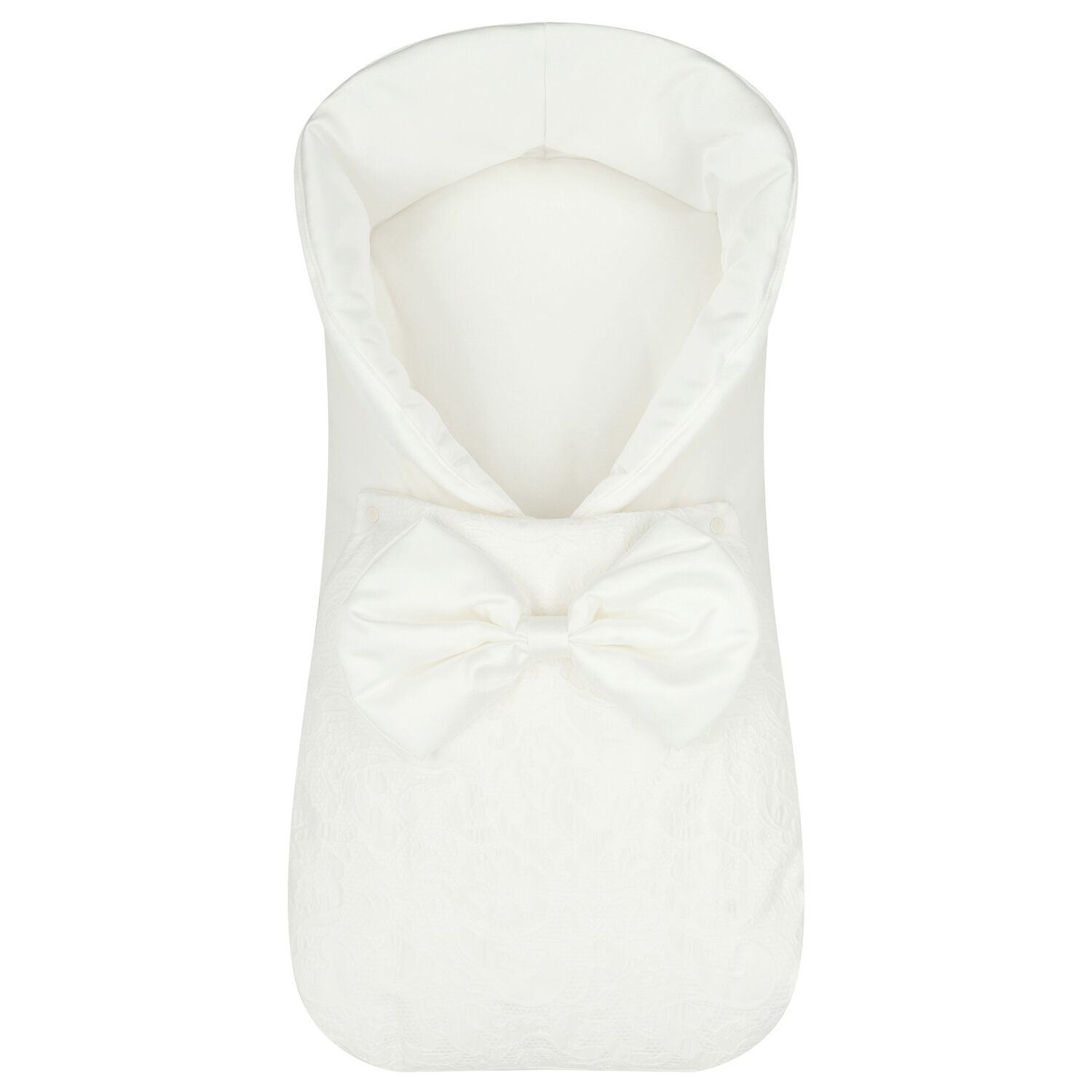 Baby Girls White Satin Bow Nest, 1, hi-res