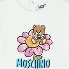 طقم شورت بشعار تيدي باللون الأبيض والوردي للبنات, 1, hi-res