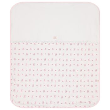 Baby Girls White & Pink Logo Blanket