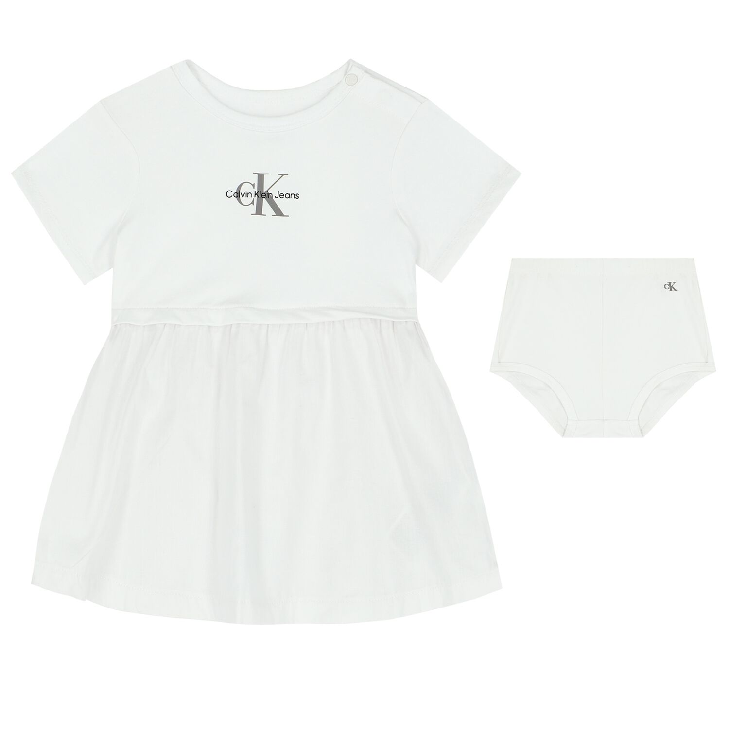 Baby Girls White Logo Dress Set, 2, hi-res