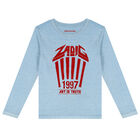 تيشيرت بالشعار باللون الازرق للاولاد, 1, hi-res
