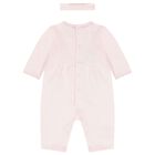 Baby Girls Pink Embroidered Romper Set, 1, hi-res