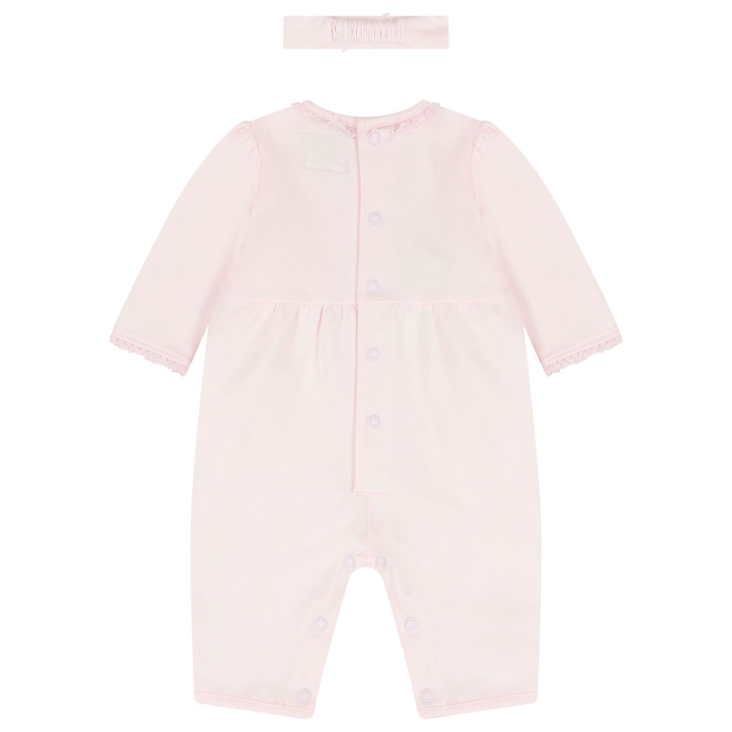 Baby Girls Pink Embroidered Romper Set, 1, hi-res