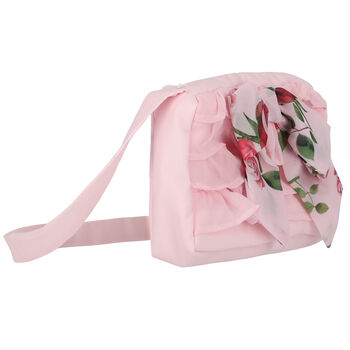 Girls Pink Chiffon Floral Handbag