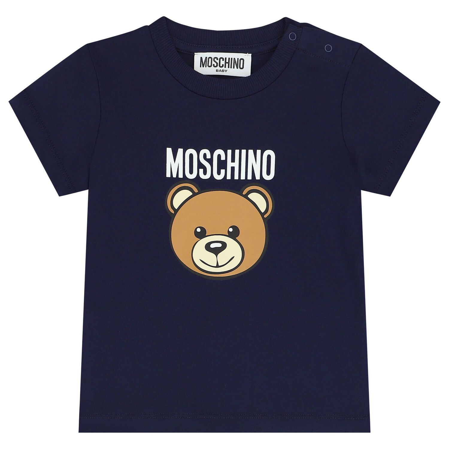 Moschino Navy Blue Teddy Bear Logo T-Shirt | Junior Couture QA